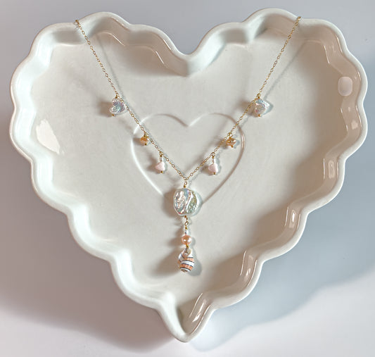 Pink Bubble Shell Charm Necklace